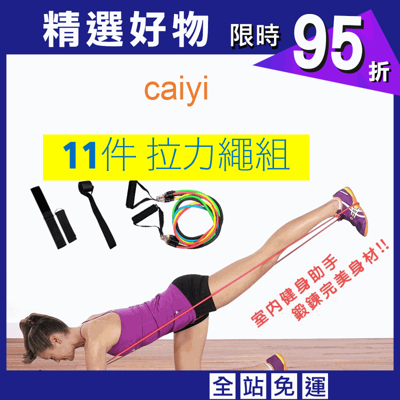 【CAIYI 凱溢】Caiyi 拉力器 健身拉力繩 阻力帶 瑜珈繩 彈力繩 健身 訓練帶 彈力帶 阻力繩11件套