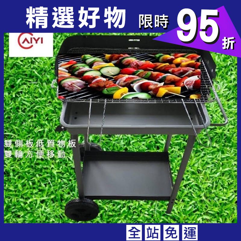 【CAIYI 凱溢】台灣製 大號 長方形烤肉架 燒烤架 戶外野外木炭燒烤爐